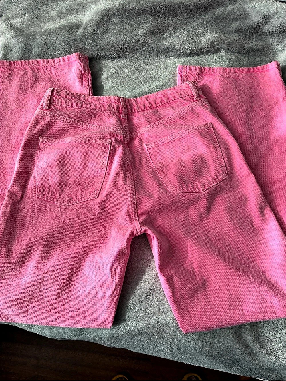 ZARA The Boogie Pant Pink Jeans Size Medium (4) Like New, long legs